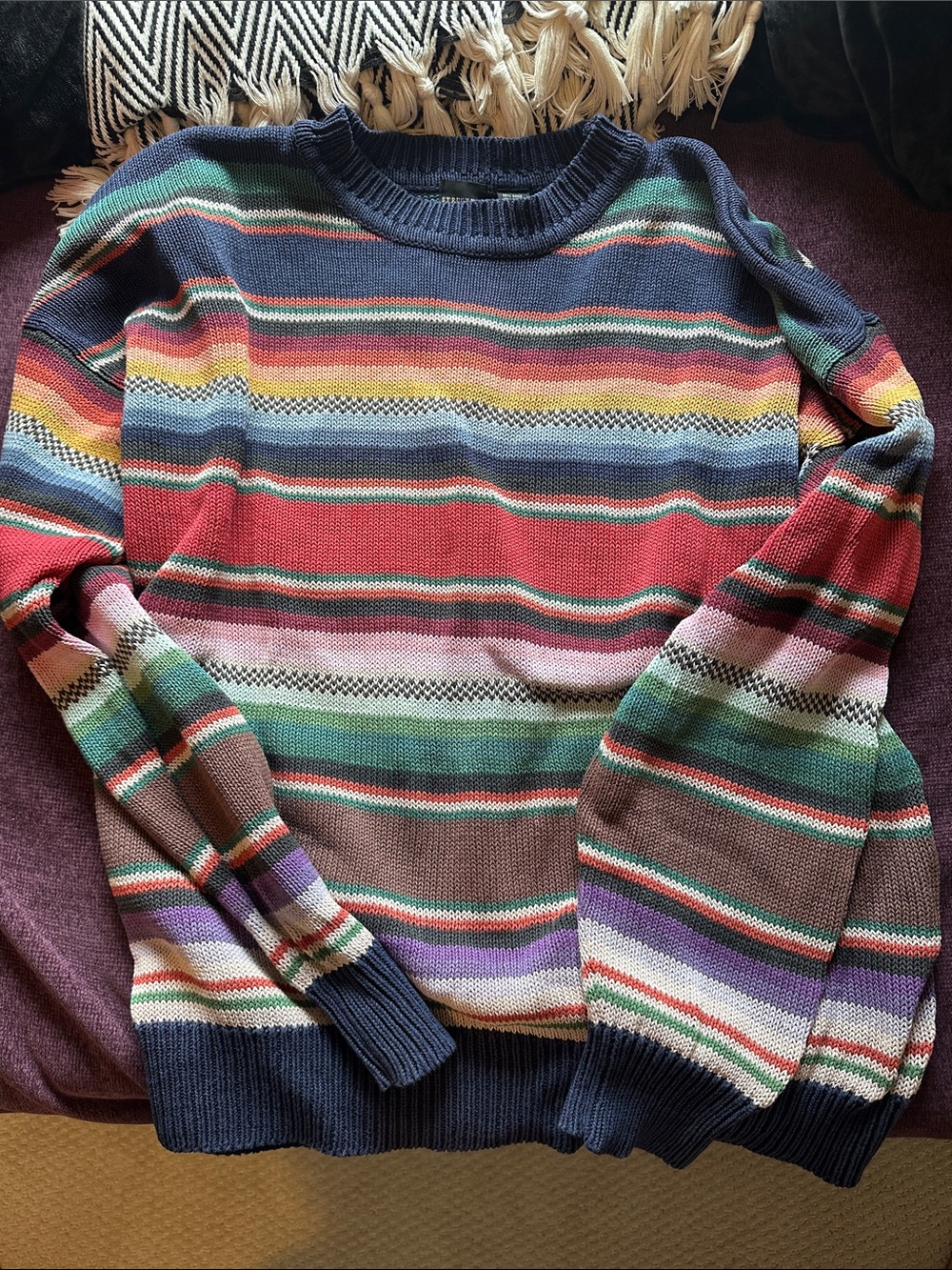 Vintage Multicolor Stripe Crewneck Sweater